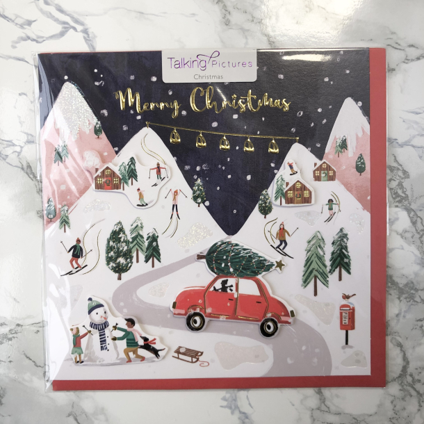 Talking Pictures Christmas, Julekort, Merry Christmas, Rd bil