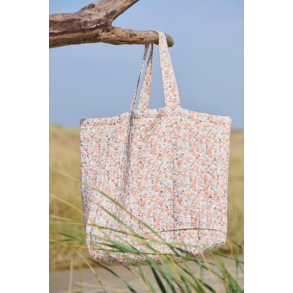 Taske quiltet med orange og bl blomster