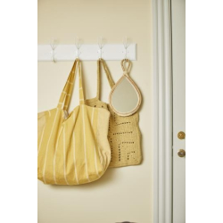 Taske vendbar, mustard med hvide striber 