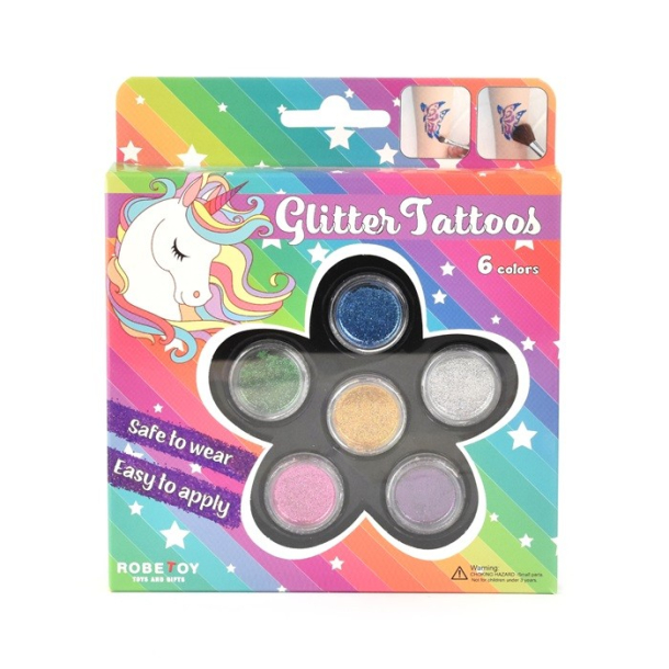 Tattoo glimmer st, 6 farver