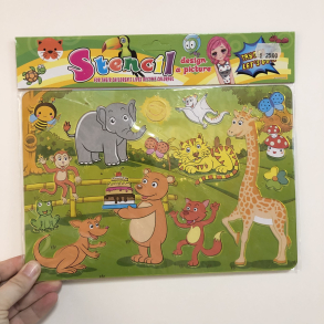 Tegneskabelon - Dyr med lagkage