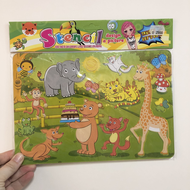 Tegneskabelon - Dyr med lagkage