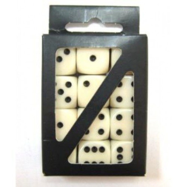 Terninger 16mm, creme, 12 stk.