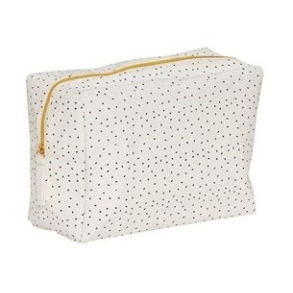 Toilettaske, firkantet, vaskbarpapir, hvid/sort/guld, mellem