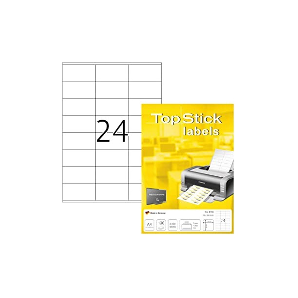 Topstick labels 24 stk., 70x36 mm, hvid