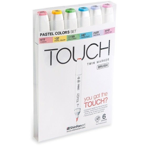 Touch BRUSH marker st med 6 stk., PASTEL COLOURS 