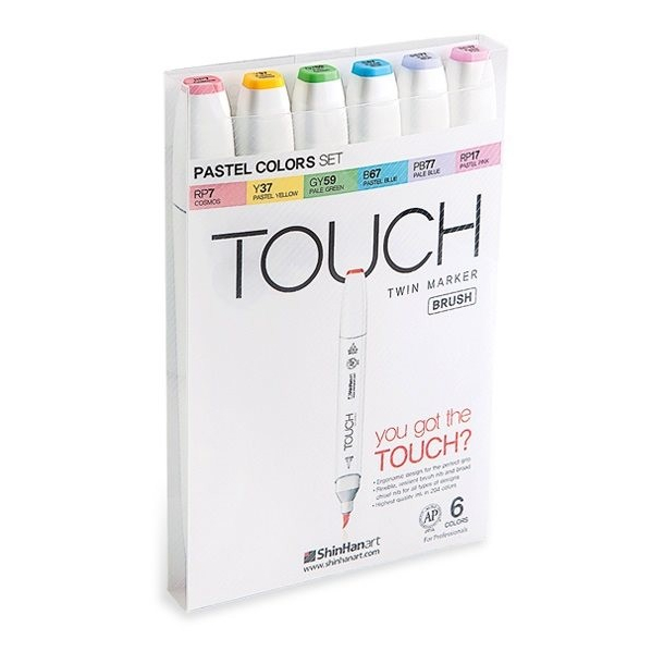 Touch BRUSH marker st med 6 stk., PASTEL COLOURS 
