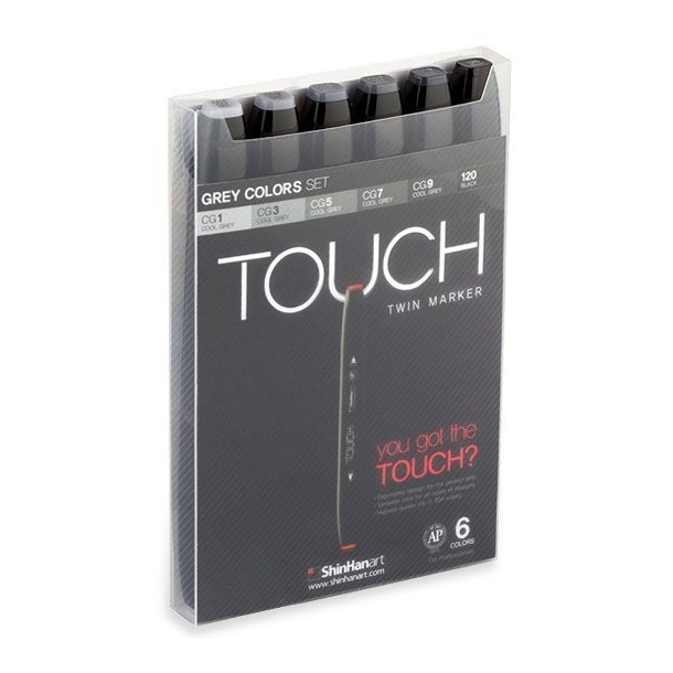 Touch TWIN marker st med 6 stk., COOL GREY COLOURS
