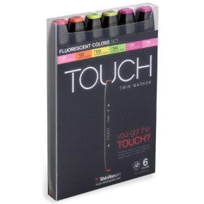 Touch TWIN marker st med 6 stk., FLUORESCENT COLOURS
