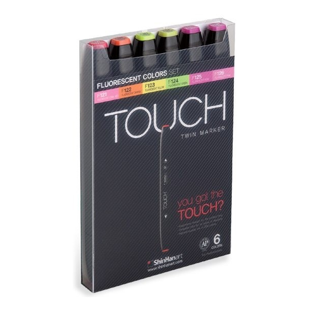 Touch TWIN marker st med 6 stk., FLUORESCENT COLOURS