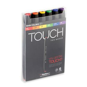 Touch TWIN marker st med 6 stk., MAIN COLOURS