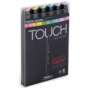 Touch TWIN marker st med 6 stk., PASTEL COLOURS 