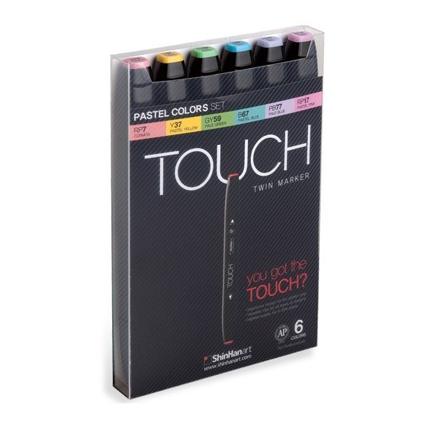 Touch TWIN marker st med 6 stk., PASTEL COLOURS 