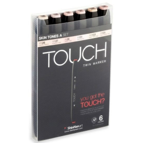 Touch TWIN marker st med 6 stk., SKIN TONES