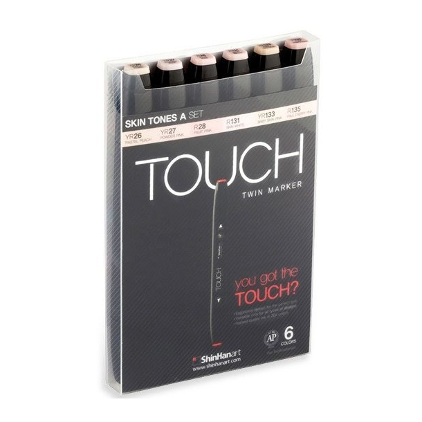 Touch TWIN marker st med 6 stk., SKIN TONES