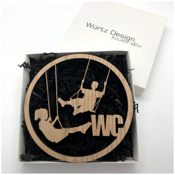 Tr skilt - Toiletskilt gynge, flles