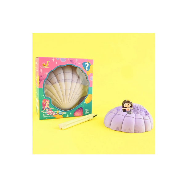 Udgravningsst med havfrue og redskaber