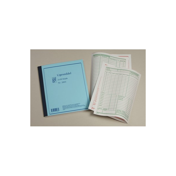 Ugeseddelbog, 2x50 blade, stende