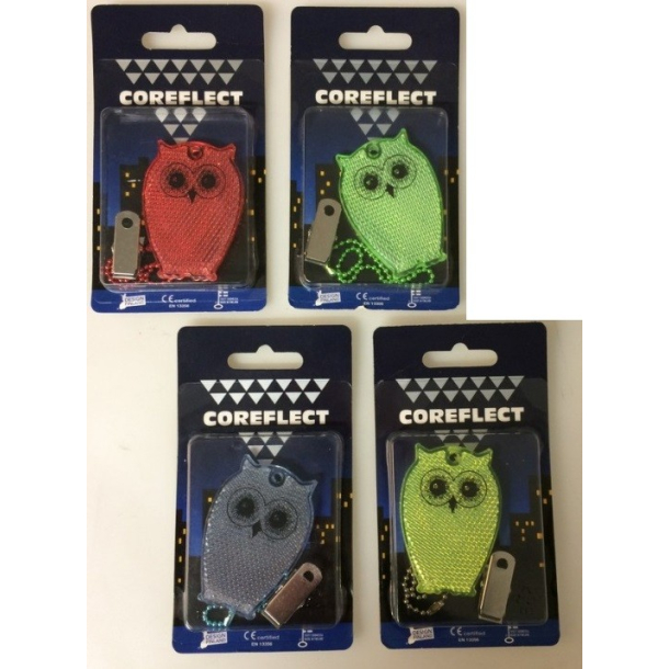 Ugle refleks med vedhng og metalclips