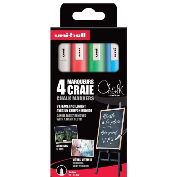 Uni Chalk markers, PWE-5M, 4 stk., Basis