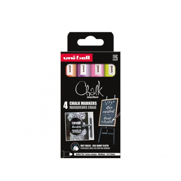 Uni Chalk markers, PWE-5M, 4 stk., Neon