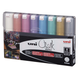 Uni Chalk markers, PWE-8K, metallic, 8 stk. 