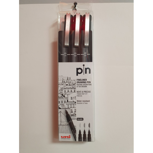 UNI pin 200 fineliner i etui m. 3 ass