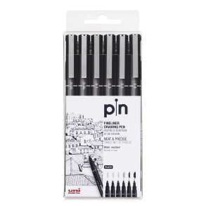 UNI pin 200 fineliner i etui m. 6 ass