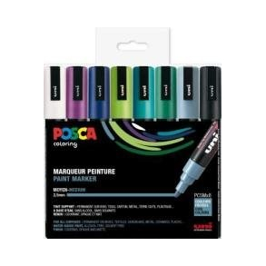 Uni Posca Corner PC-5M, St med 8 stk. ass., kolde farver