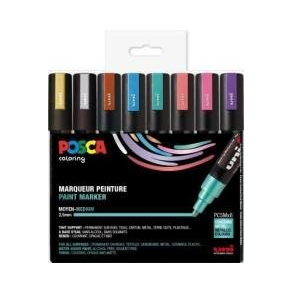 Uni Posca Corner PC-5M, St med 8 stk. ass. METAL