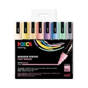 Uni Posca Corner PC-5M, St med 8 stk. ass. PASTEL