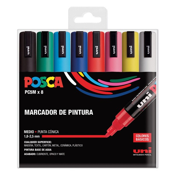 Uni Posca Corner PC-5M, St med 8 stk. ass.