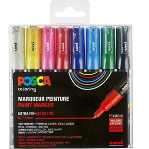 Uni Posca PC-1MC, St med 8 stk. ass.