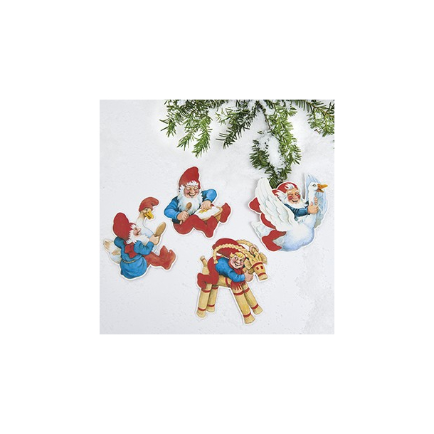 Vilhelm Hansen nisse ophng ark - 15 cm, 4 stk.