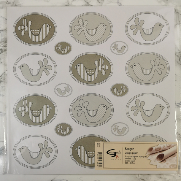 Vivi Gade - Scrapbooking papir, fugle i rammer 