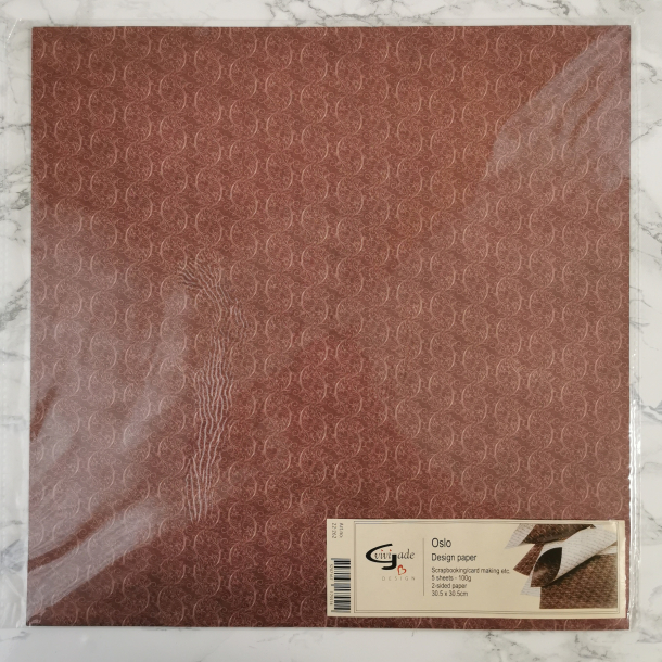 Vivi Gade - Scrapbooking papir, mnster ranke i bordeauxrd