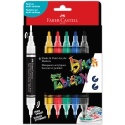 Faber Castell paint makers, duo tip, basisfarver, 6 stk.